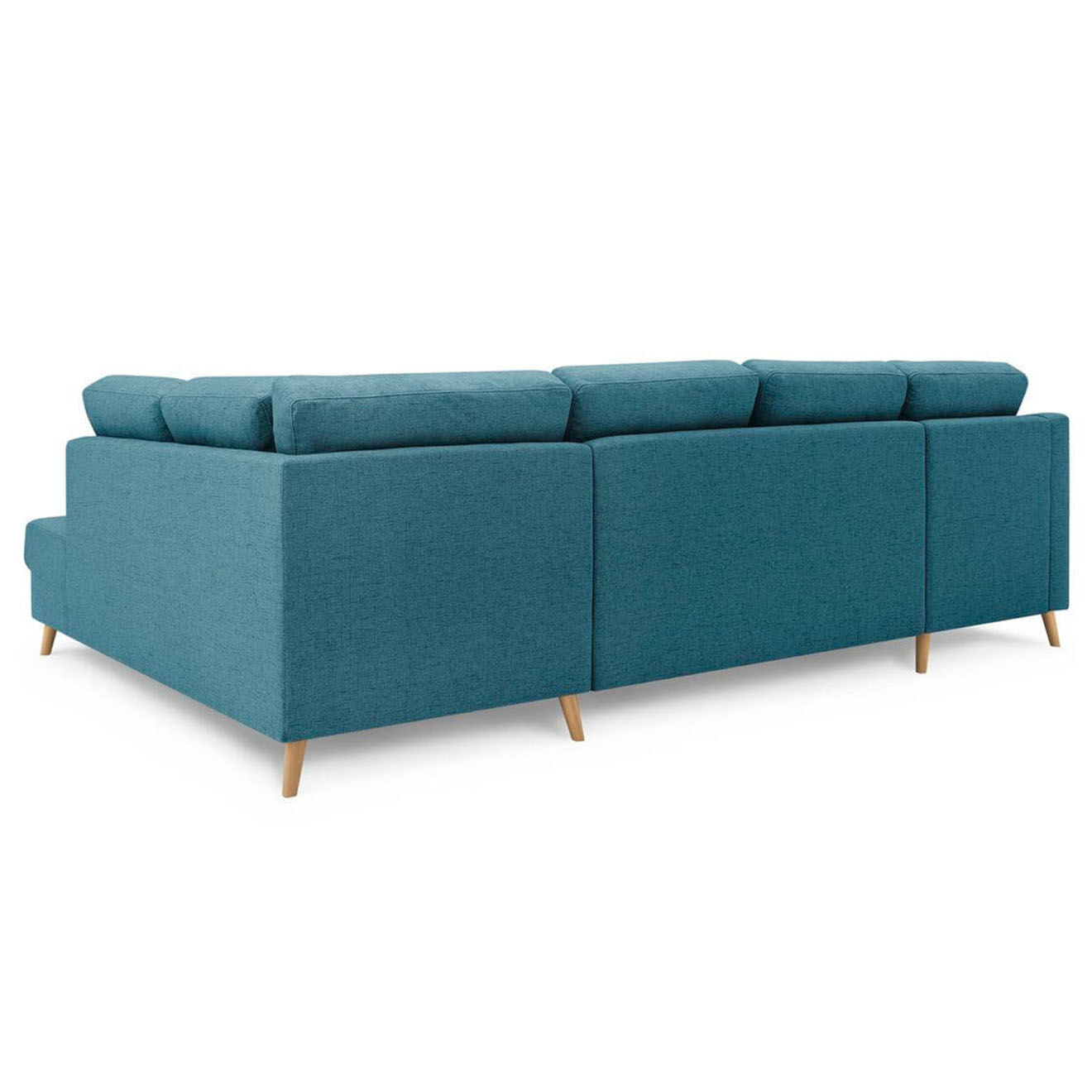 Bobochic Canapé d'angle panoramique convertible gauche Sweden bleu clair - 300x149/90/198x95 cm