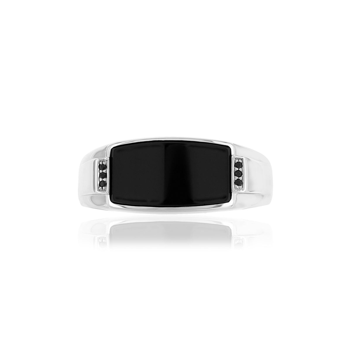 Bague or blanc 375 onyx diamants