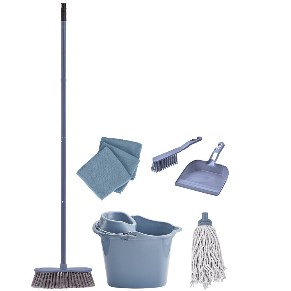 Kit de ménage complet bleu 11 pièces