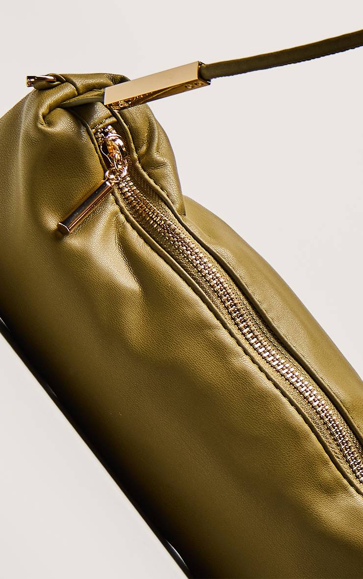 Vert Olive Sac À Bandoulière En Synthétiquecuir Souple Avec Détails Dorés