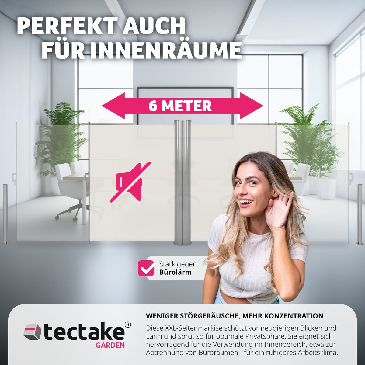 Dubbele zijluifel tectake van aluminium 160 x 600 cm