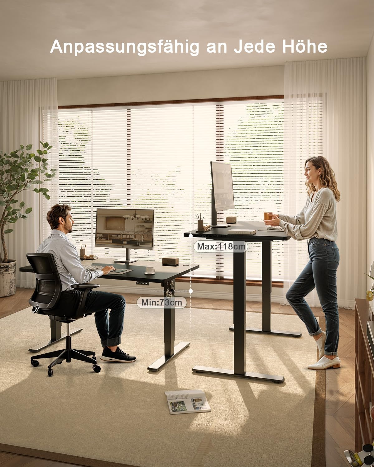 JUMMICO Höhenverstellbarer Schreibtisch mit USB-Ladeanschluss 160 x 70 cm, Schreibtisch Höhenverstellbar Elektrisch, Steh-Sitz Tisch Stehpult Verstellbarer Computertisch,Standing Desk,Schwarz