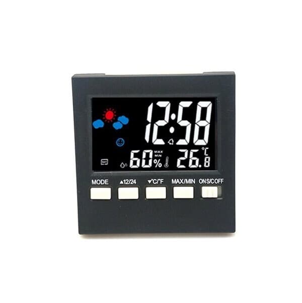 Digitalt ur med thermometer og fugtmåler