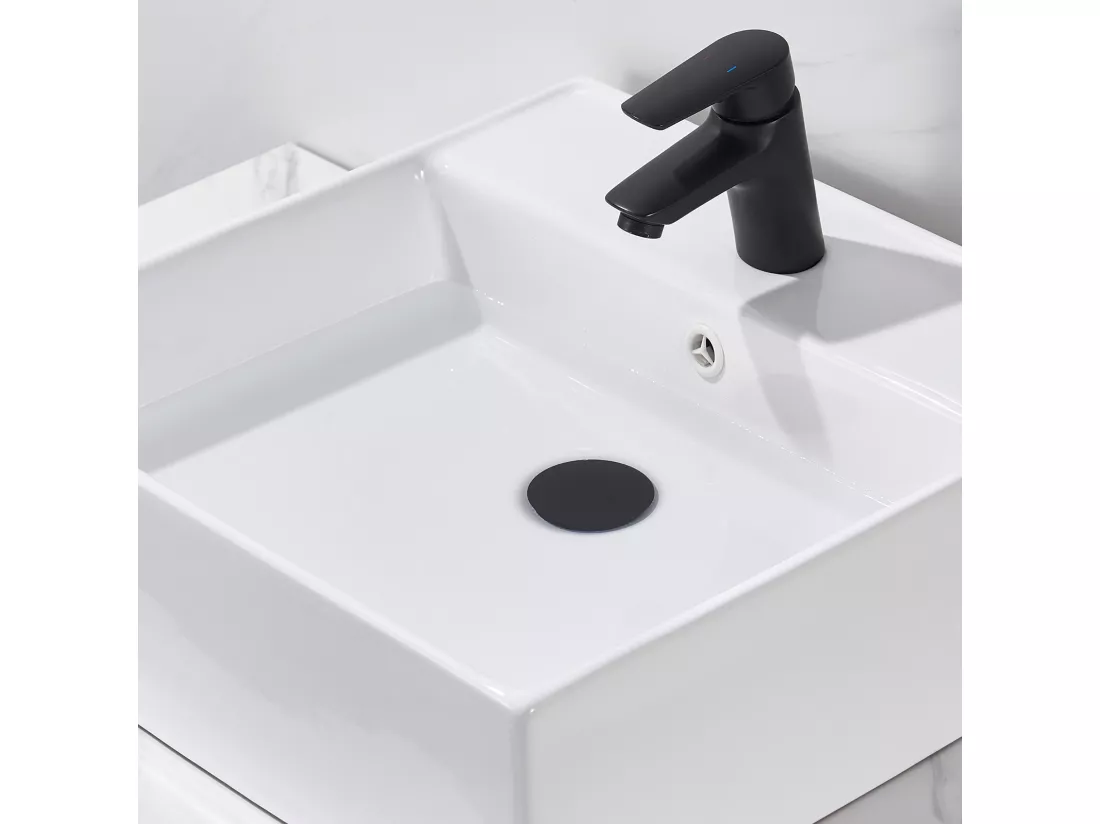 Auralum max Bonde de Lavabo avec Trop Plein,Bonde de Lavabo Pop Up Valve,Bonde de Lavabo avec Panier à Crépine pour Salle de Bain,Noir