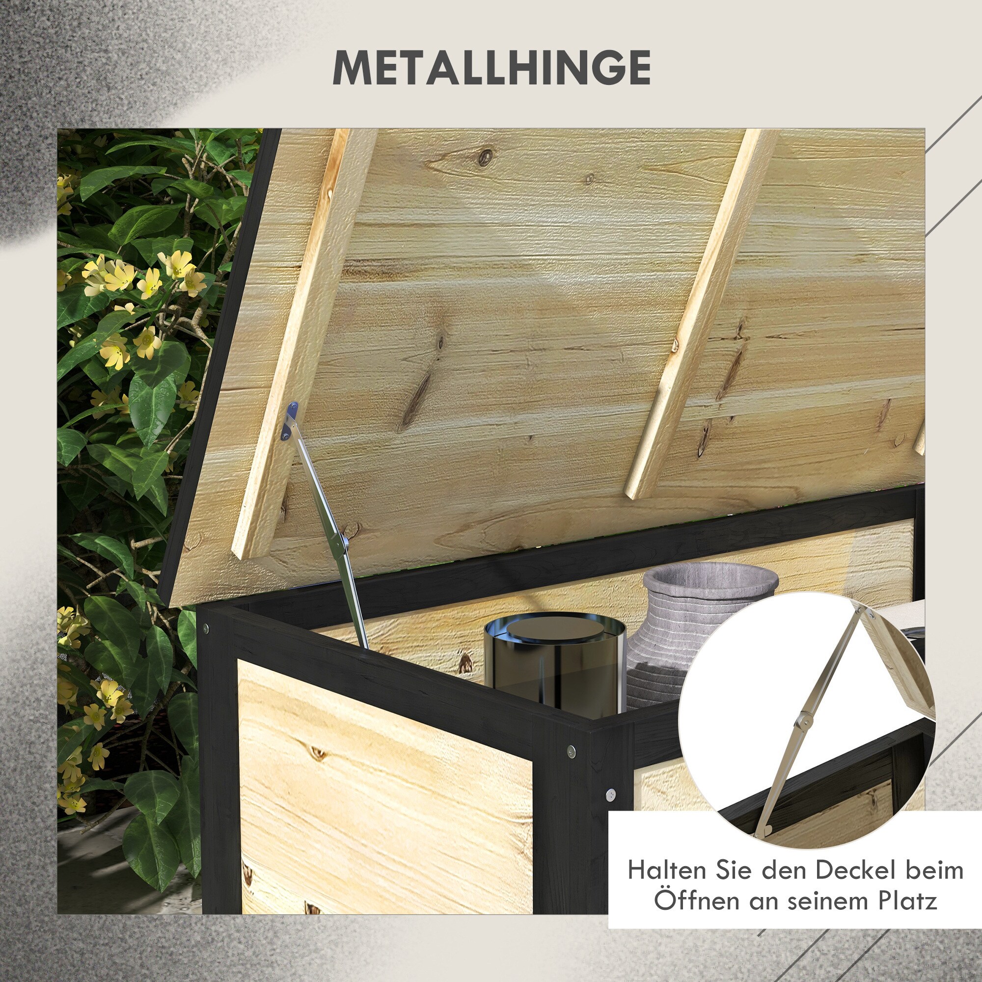 Outsunny Aufbewahrungstruhe mit 4 Rollen natur 100L x 50B x 43H cm