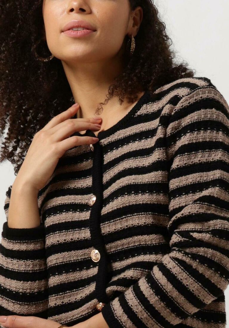 NEO NOIR taupe neo noir vest limone stripe knit jacket