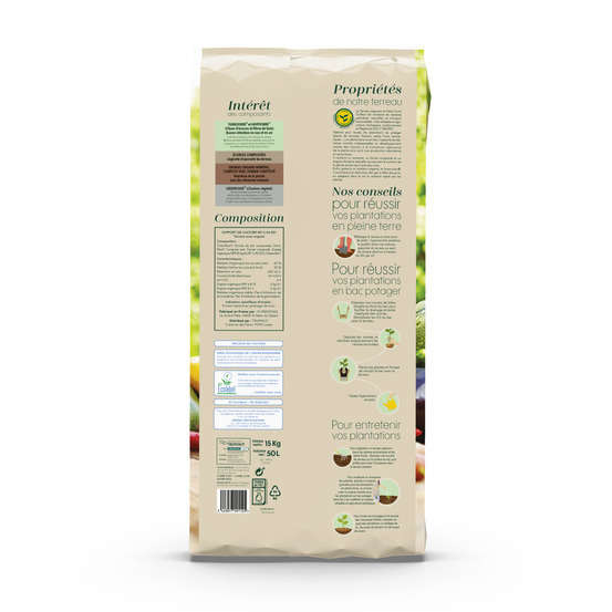 Terreau pour plants de légumes et petits fruits - sac de 50 litres