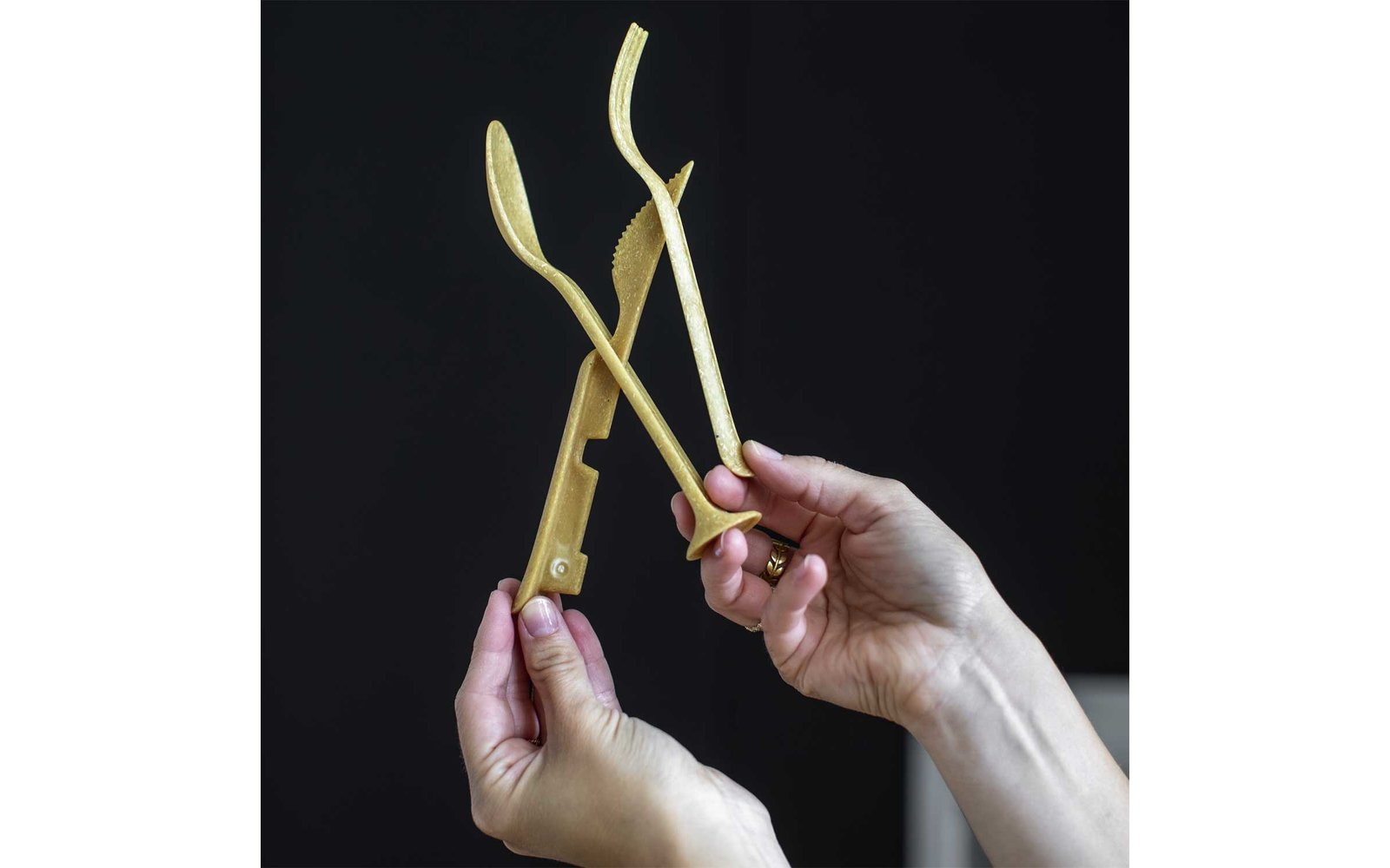 Koziol Klikk Pocket Besteck-Set 3-teilig holz