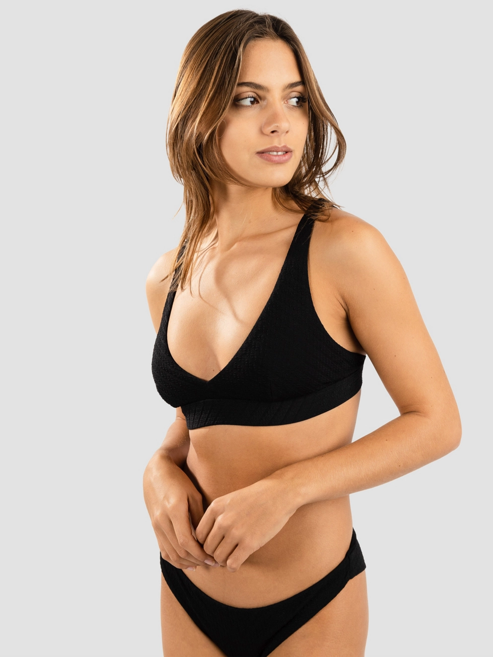 Rip Curl Custom Rib Halter Bikini Top black