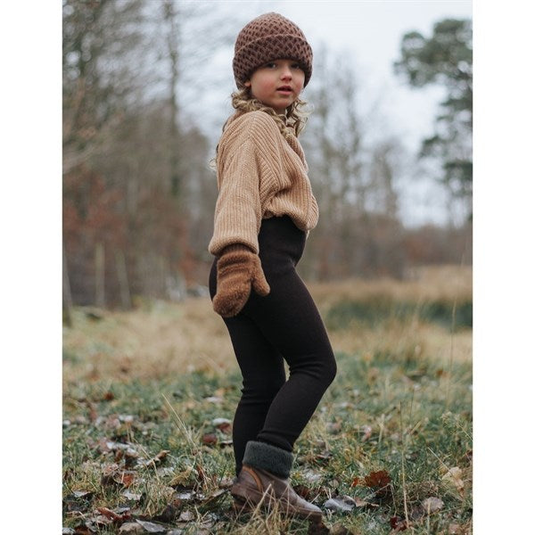 Wooly Footless Tights With Braces Espresso Brown