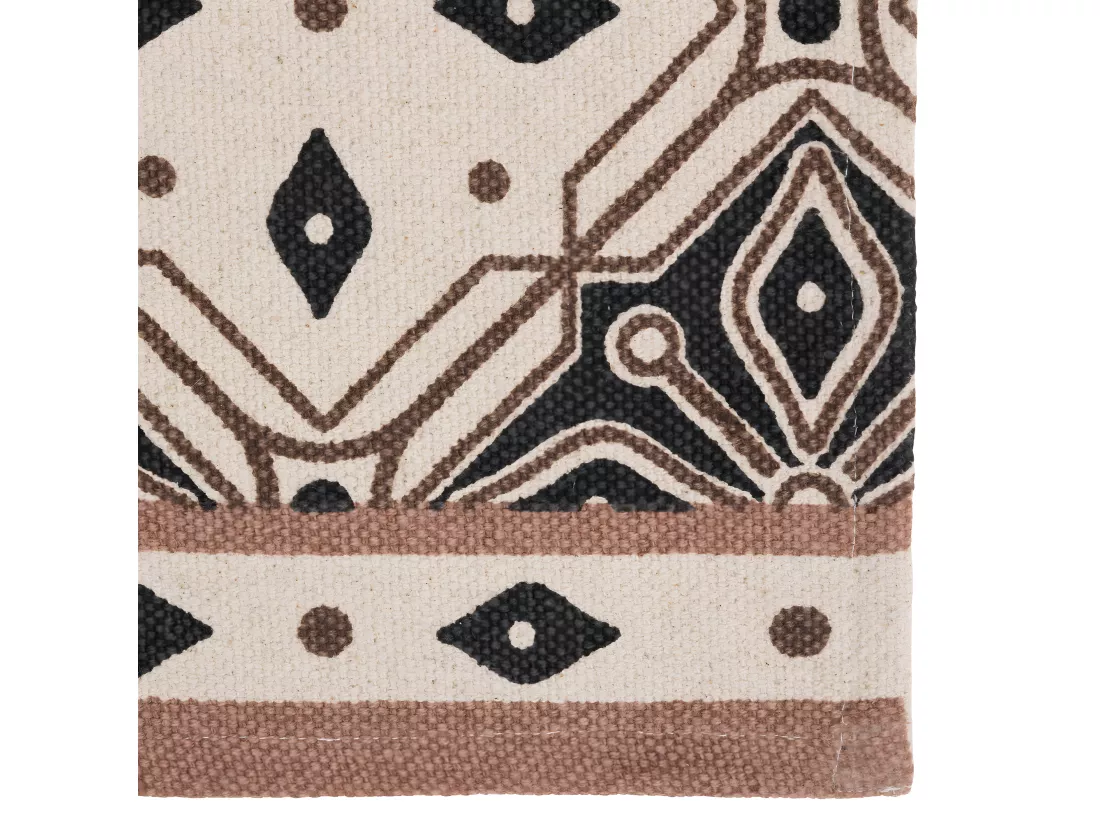 Tapis de couloir en Coton Beige et Noir motif mosaïque 80 x 200 cm