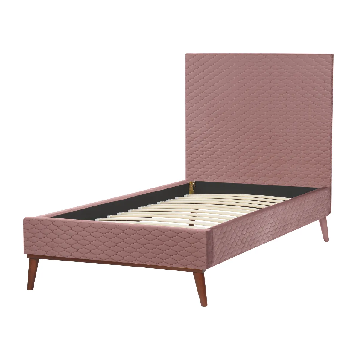 BELIANI Lit simple 90x200 cm - Velours Rose
