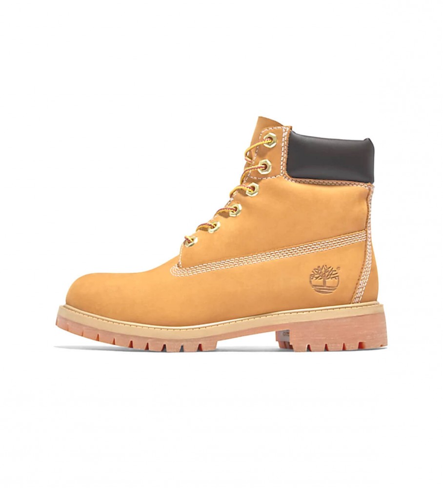 Botas Timberland Premium em Couro, Tamanho 6, Cor Mostarda