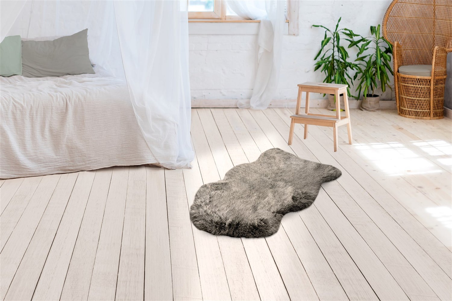 Aegeania Green hoogpolig tapijt, 45 mm, effen kleur, 60 x 90 cm