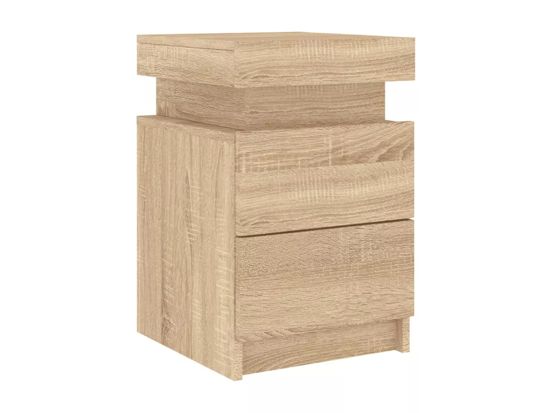 Table de chevet avec lumières LED chêne sonoma 35x39x55 cm
