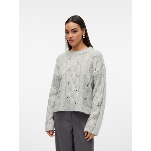 Vero Moda Lina Striktrøje, Light Grey Melange, S
