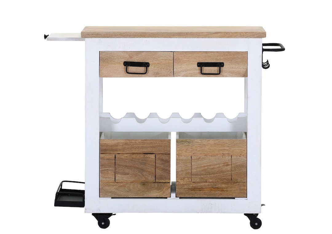 PHILL HILL Barwagen LEWIS 97 x 85 x 43 cm Mango massiv/weiß/schwarz