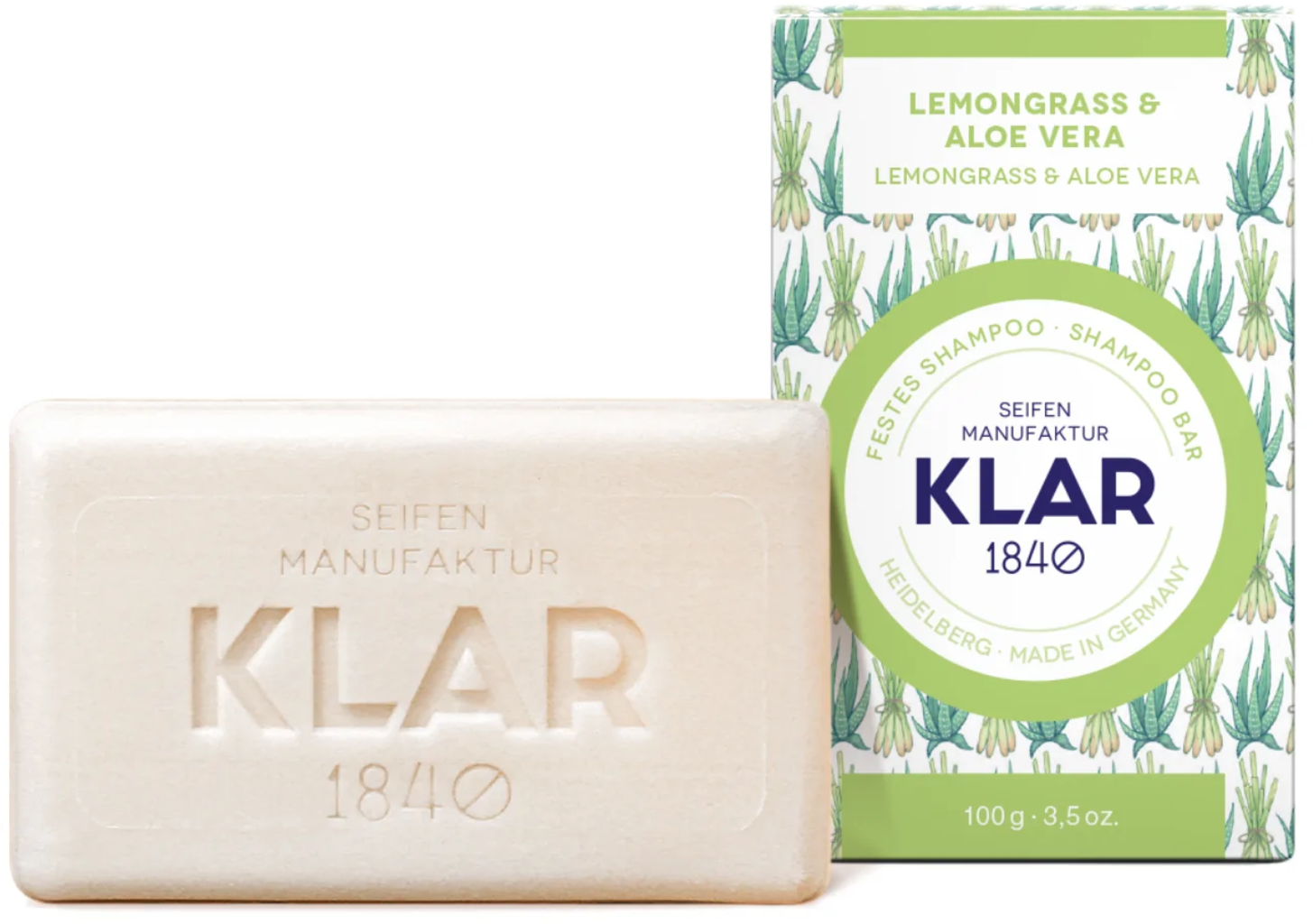KLAR  Festes Shampoo Lemongrass & Aloe Vera, 100 g