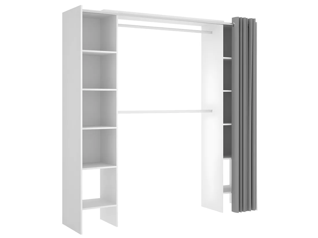 Armoire placard extensible coloris blanc - Longueur 110-180 x Hauteur 205 x Profondeur 50 cm