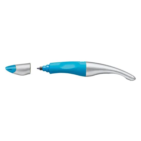 STABILO Ergonomischer Tintenroller EASYoriginal metallic, neonblau, mit Patrone, Rechtshänder
