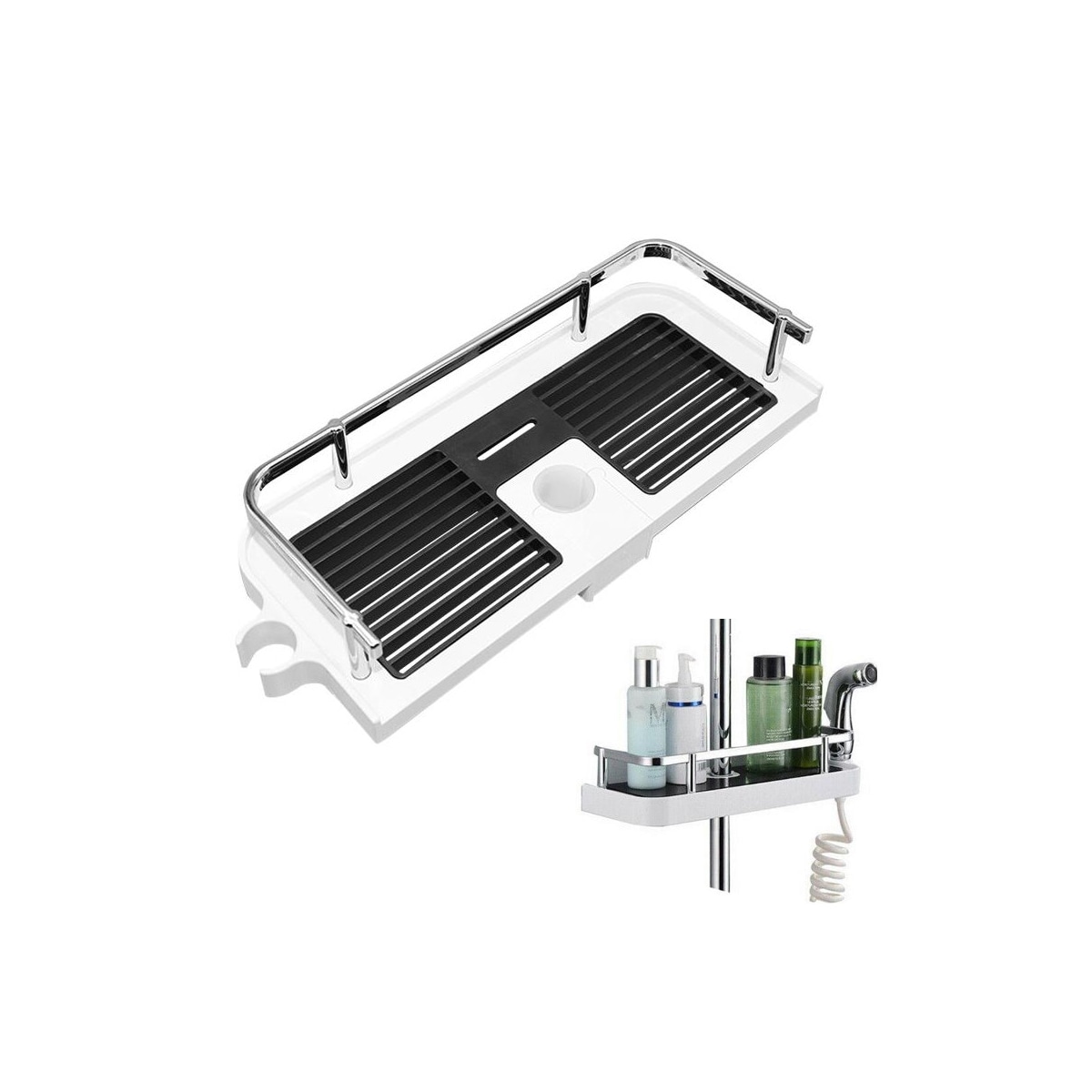 Dusjhylle i termoplast 32x12 cm Sort/Hvit