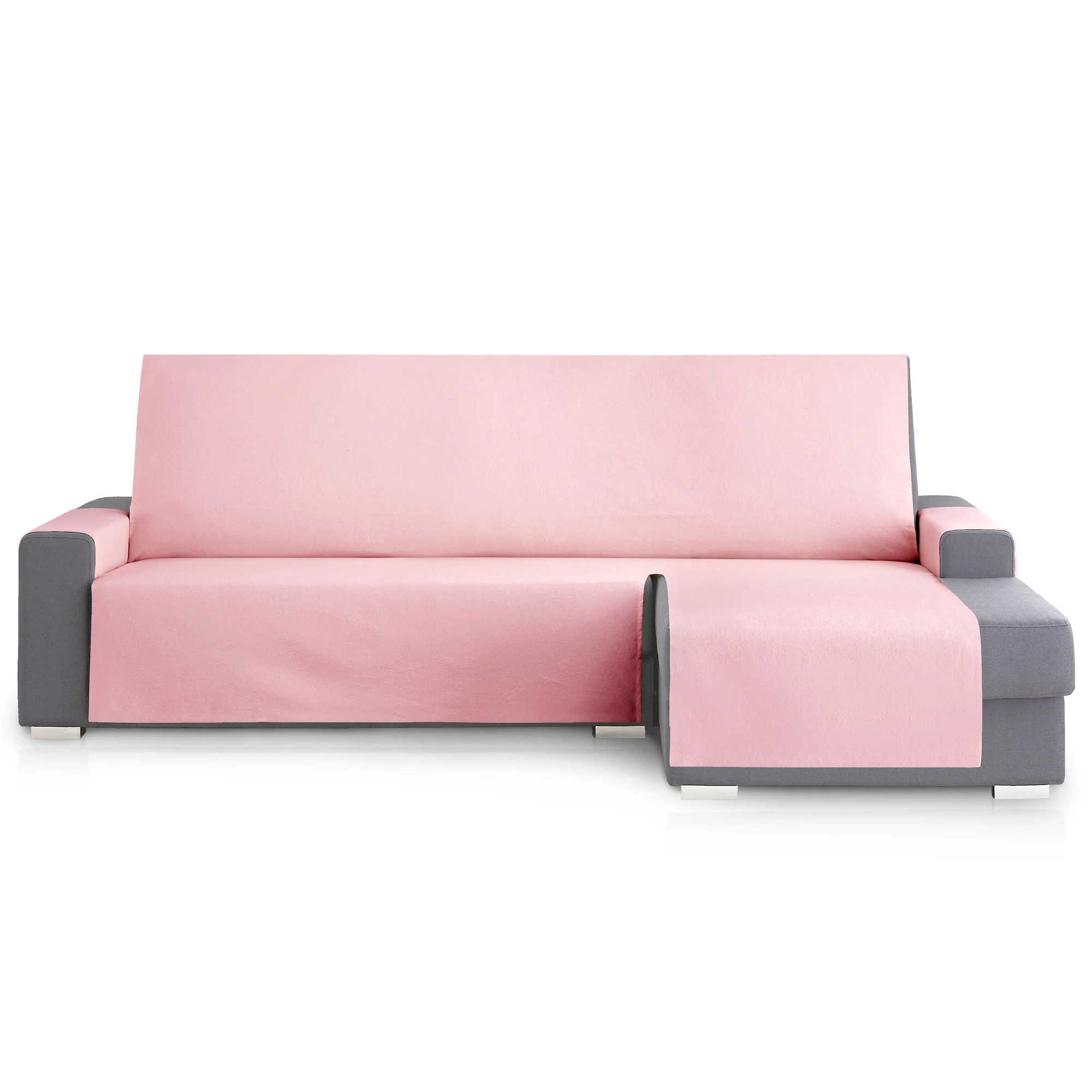 Capa protetora para sofá com chaise longue direita Extra Royale 290 cm. Cor rosa.