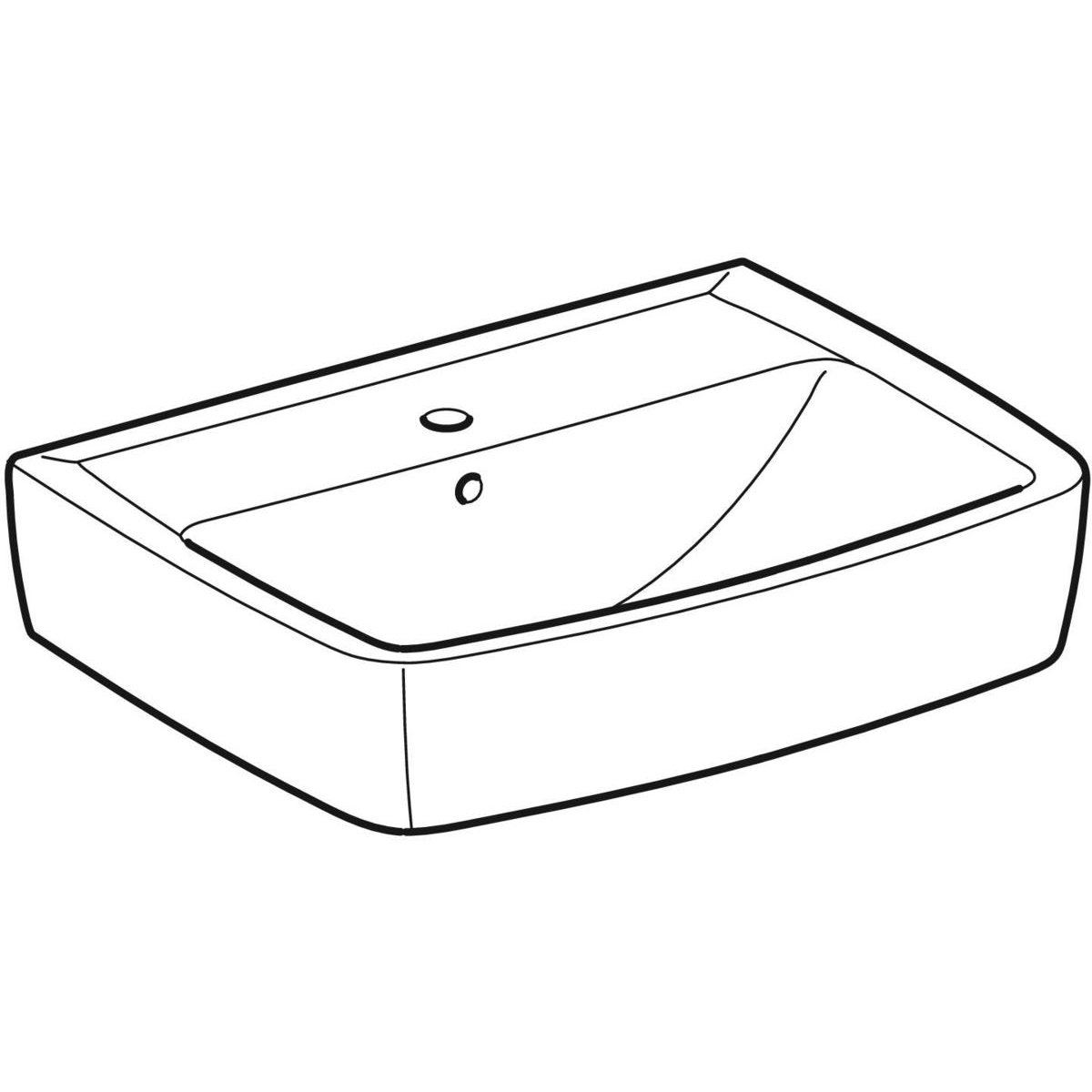 Geberit Bastia fontein square 50x38cm met kraangat en overloop wit