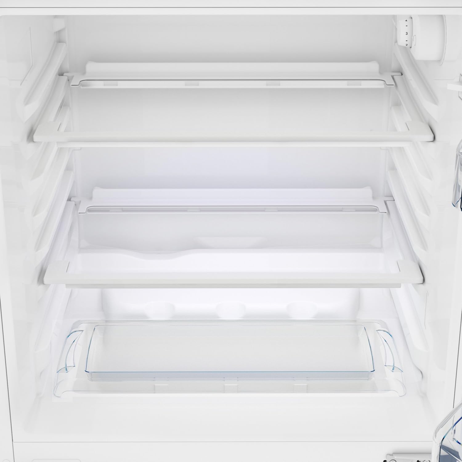 Beko BU1104N b100 Einbau-Kühlschrank, 130 l Nettovolumen, Gemüsebehälter, MinFrost, wechselbarer Türanschlag, weiß