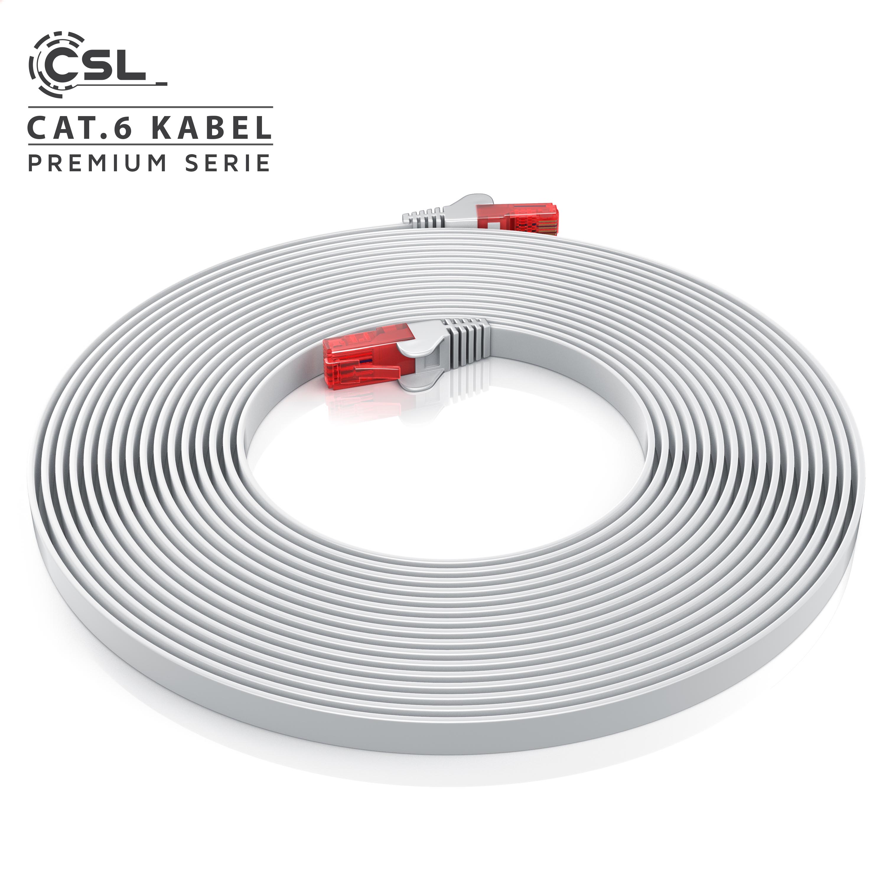 CSL Cat 6 Flachband LAN Kabel - mehrfach geschirmt - UTP Gigabit - 1000 Mbit/s - Patchkabel Flachkabel - Netzwerkkabel - 25m
