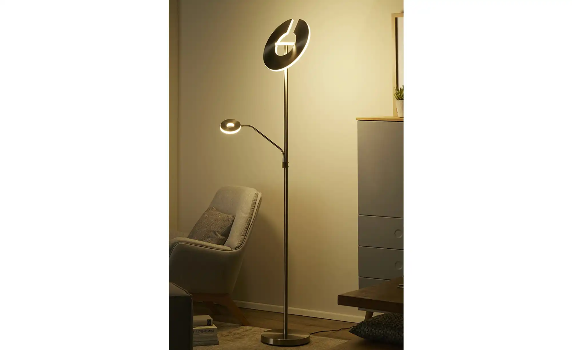 Fischer-Honsel LED-Deckenfluter 2-flammig, Nickel-matt