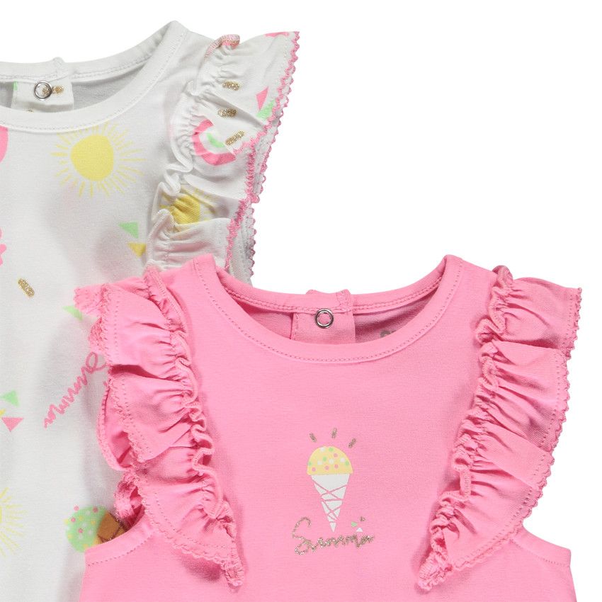 Lot de 2 combinaisons courtes Glace pour bébé fille - Blanc