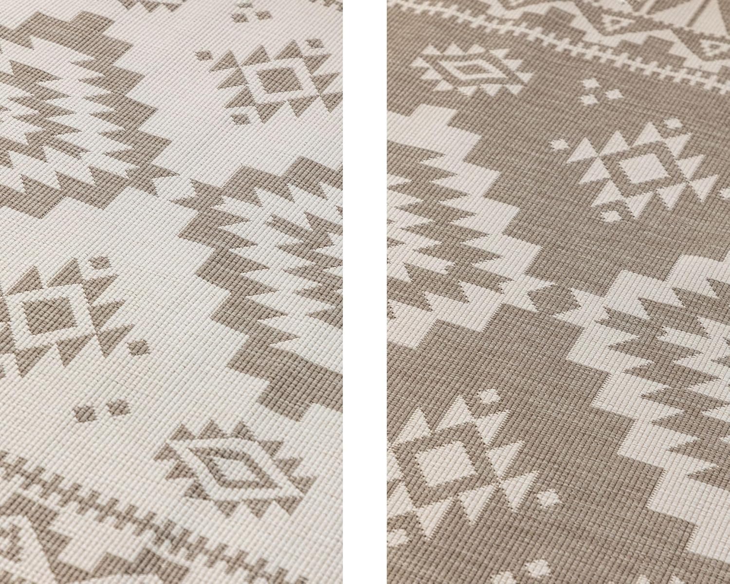 ELLE Decoration In und Outdoor Teppich – Wendeteppich Wetterfest & Wasserfest - Modernes Geometrisches Muster Rauten Muster Outdoorteppich für Garten, Balkon, Terrasse, Wohnzimmer – Linen, 200x290cm