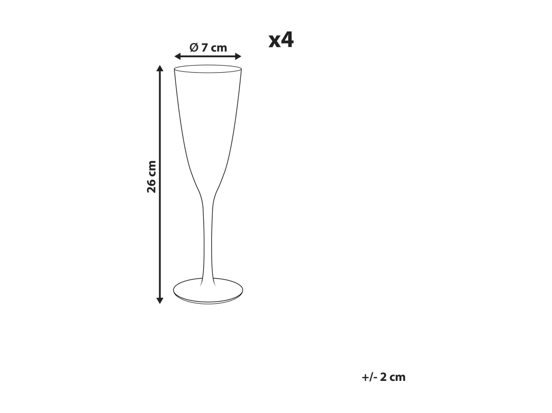 Lot de 4 flûtes à champagne TOPAZ 250 ml Transparent