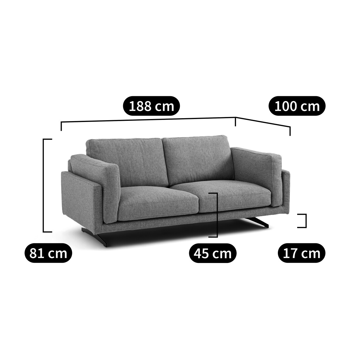 AM.PM<br>Sofá de tweed, 2 lugares, César