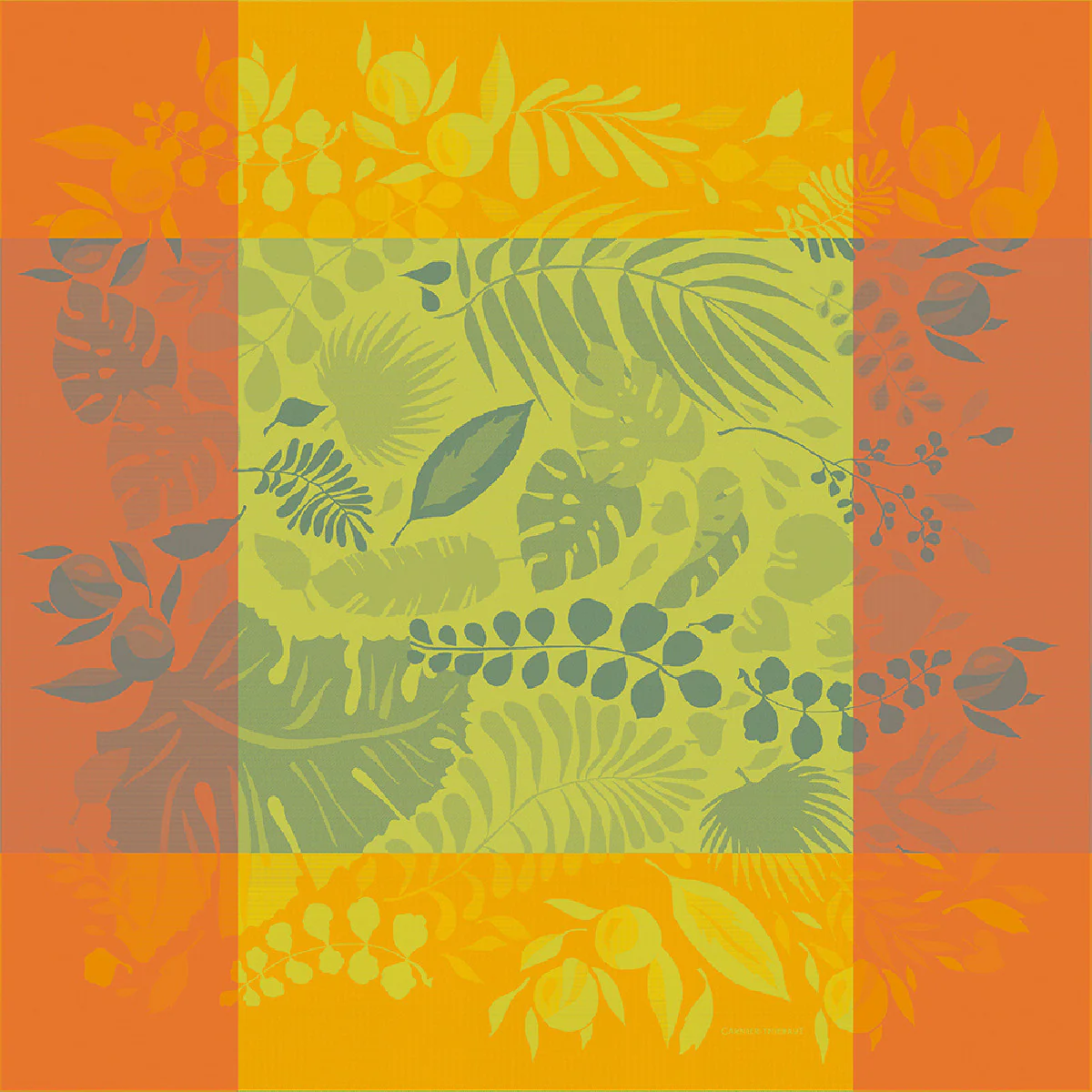 Nappe antitache déperlant pur coton orange 155x155 Garnier Thiebaut