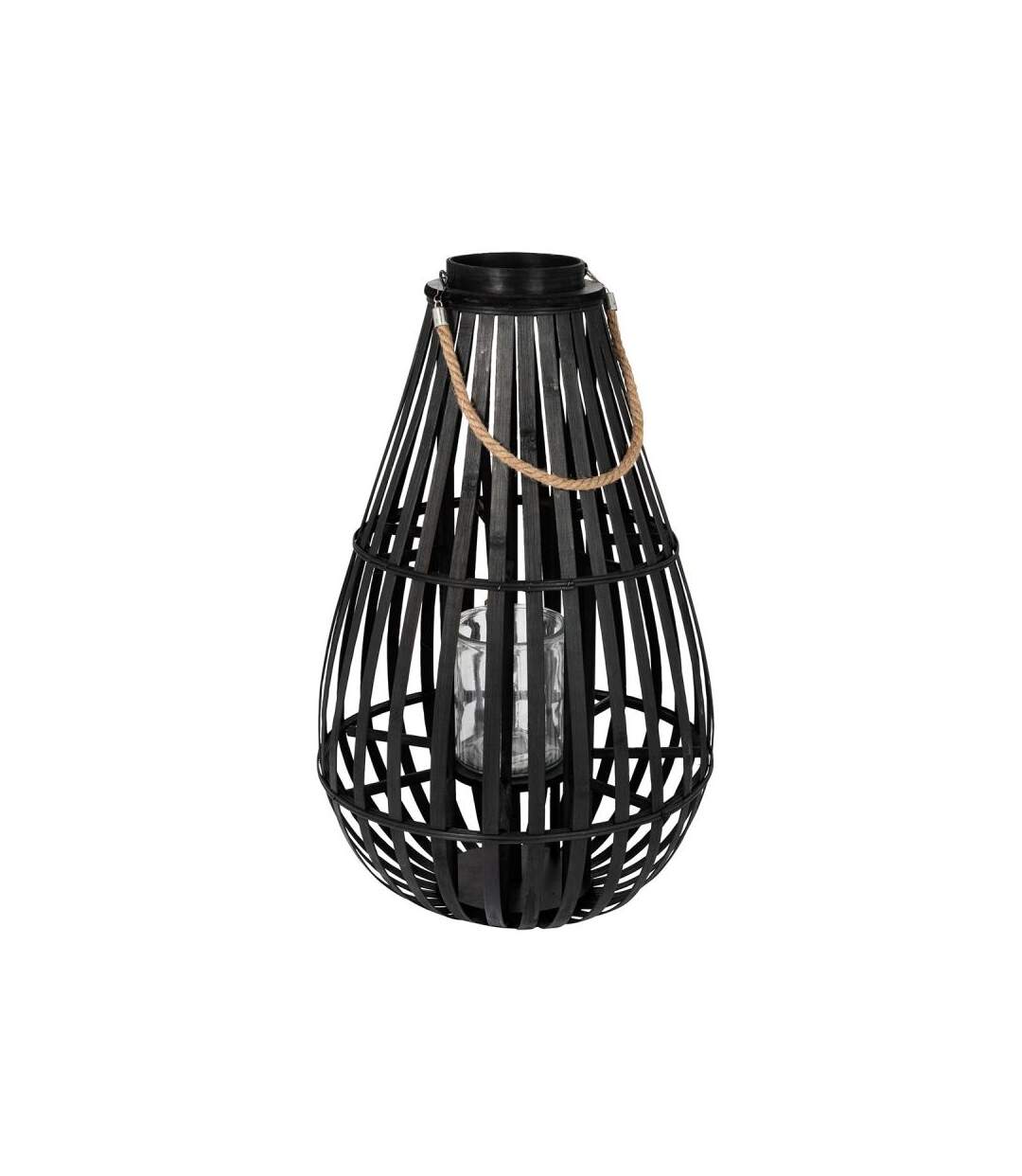 Paris Prix - Lanterne Déco En Bambou goutte 70cm Noir