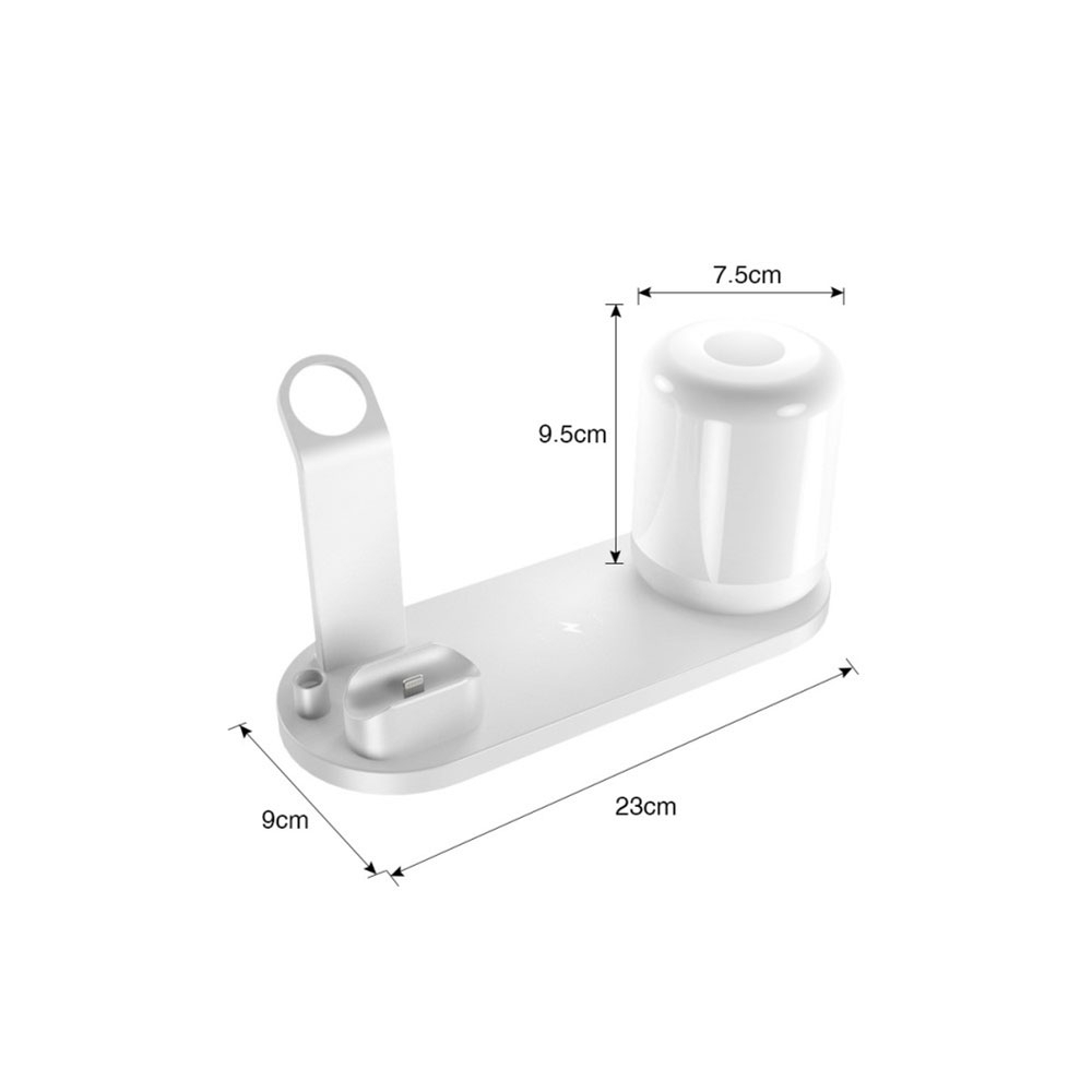 5in1 Qi Wireless Tisch Ständer Dockingstation für iPhone / AirPods / Apple Watch / Apple Pencil   Nachtlicht - Schwarz