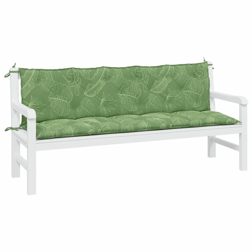 Coussins de banc de jardin 2 pcs motif de feuilles tissu oxford