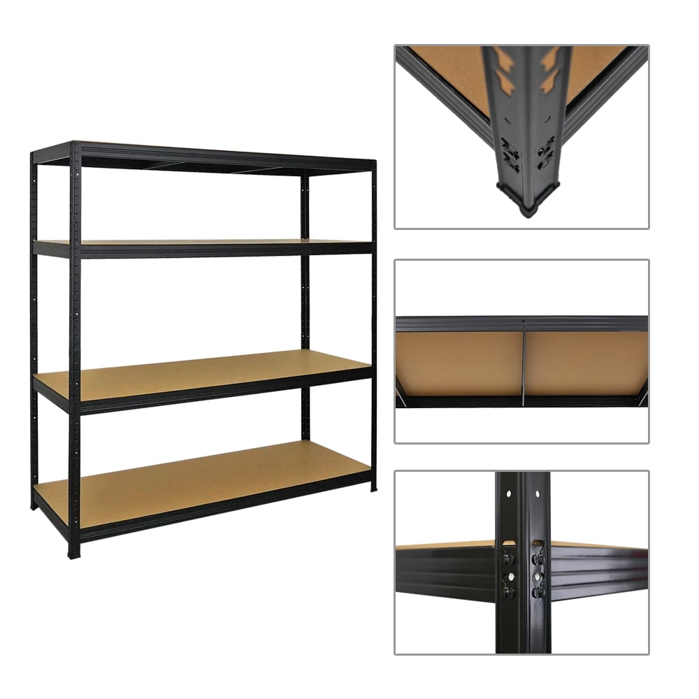PROREGAL Mega Deal 4-delige set zware stellingkasten Giant Elephant 160x150x60cm met 4 planken, draagvermogen 200kg, zwart
