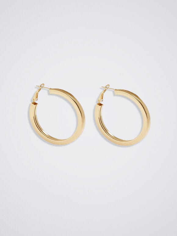 Brincos de argola rígidos dourados - Dourado