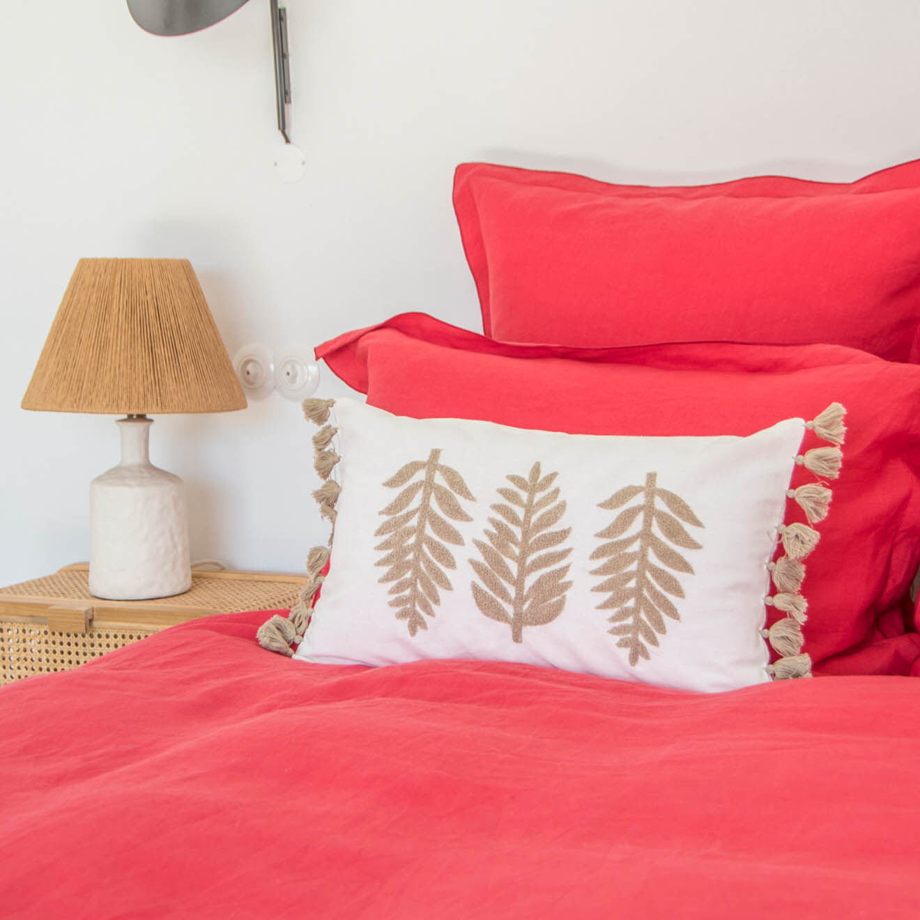 Febronie Home Housse de couette 100% Lin Hortense framboise