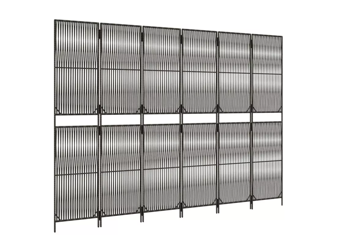 Cloison de séparation 6 panneaux gris résine tressée