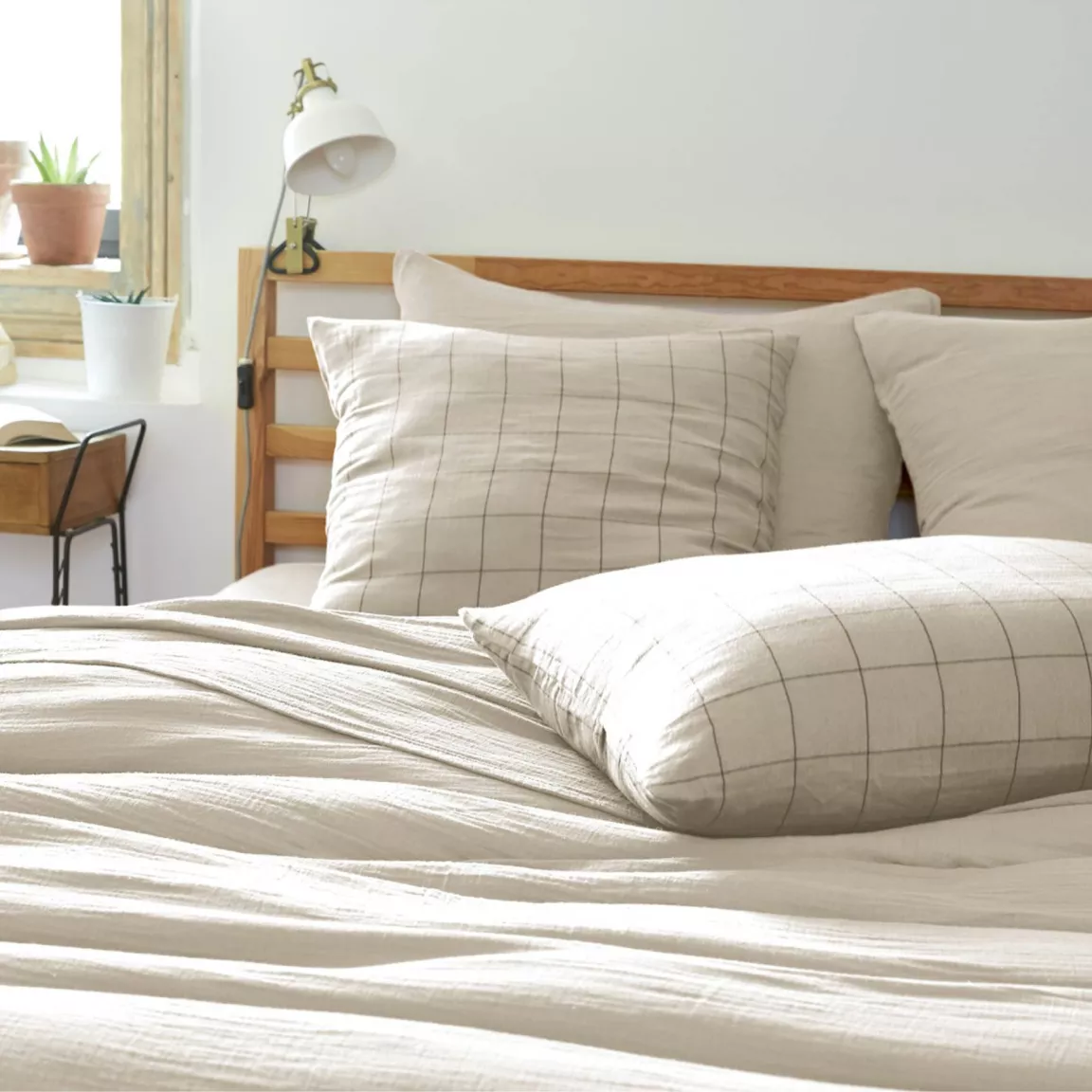Housse de couette gaze de coton (240 x 220 cm) Gaïa Match Beige pampa