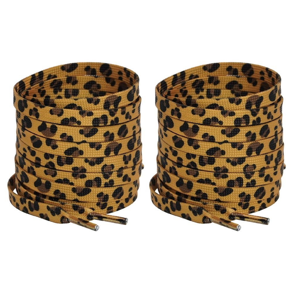(1 Paar) 140cm Flache Schnürsenkel Fashion Schuhbändel Leopard Muster - Braun / Schwarz