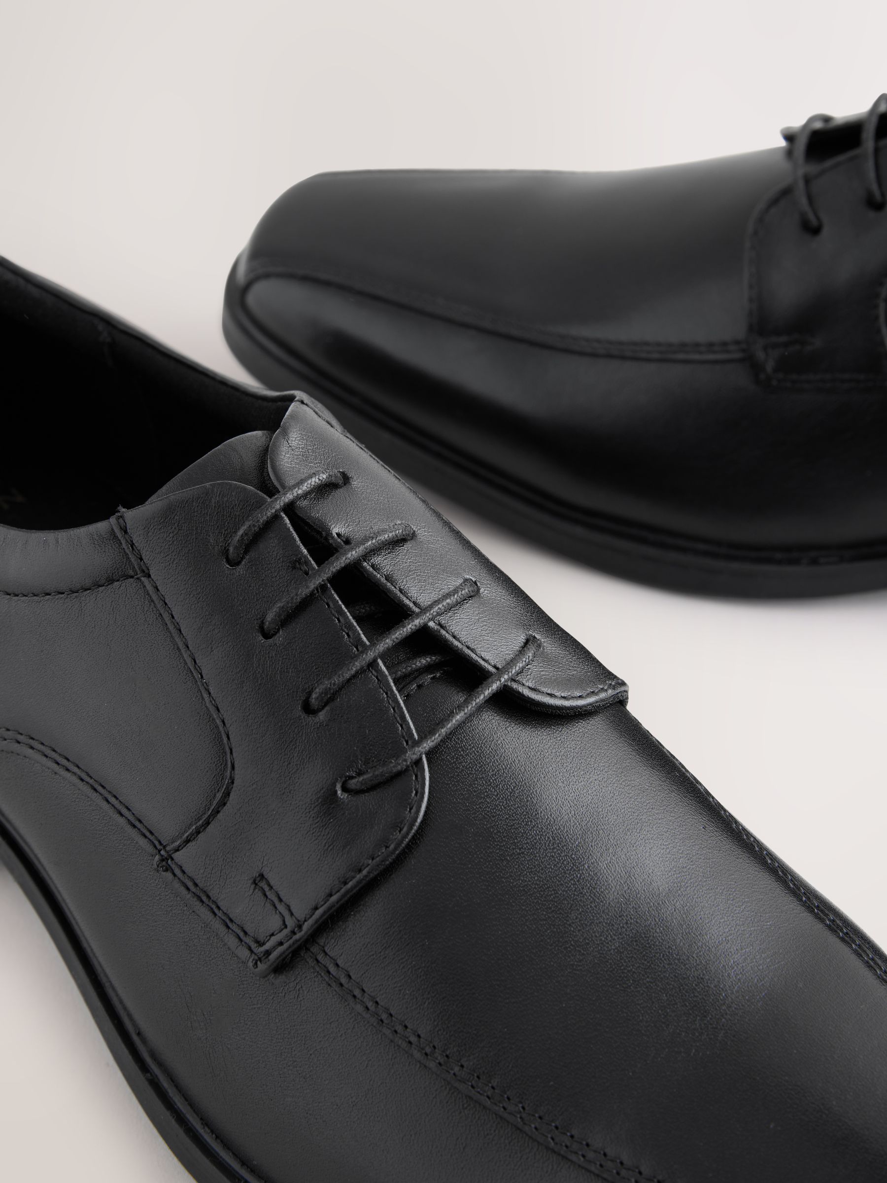 Zwart - Slim Panel Leather Shoes