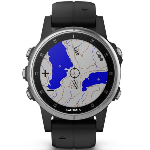 Montre cardio GPS GARMIN FENIX 5S PLUS SILVER W/BLACK BAND SILVER/BLACK
