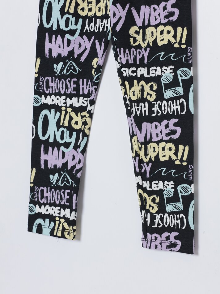 Conjunto de 2 leggings compridas básicas, lisas e estampadas - Lilás