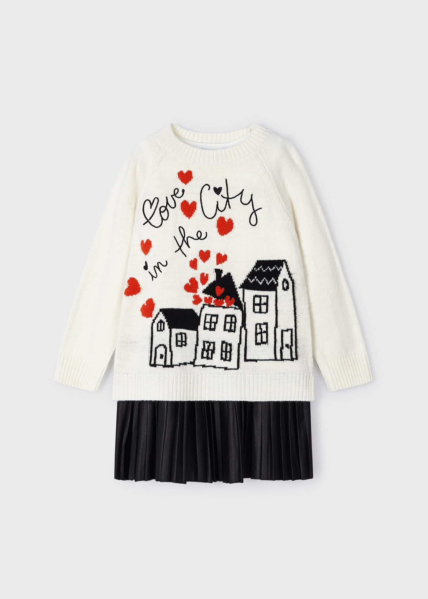 Vestido infantil com suéter em intársia