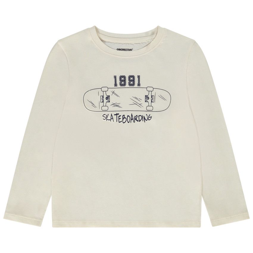 T-shirt manches longues print fantaisie pour garçon - Ecru
