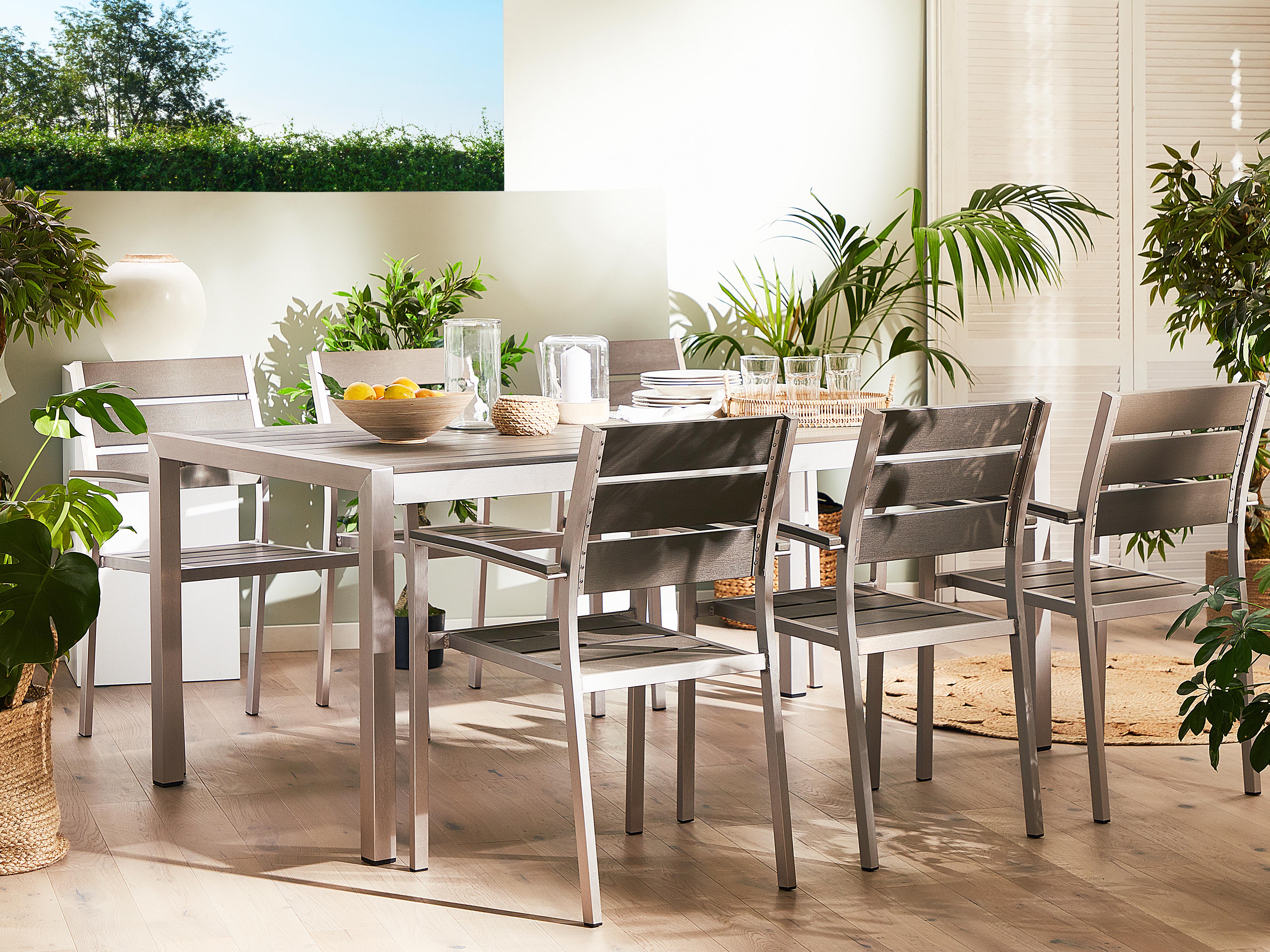 Tuin eettafel VERNIO 180 cm 90 cm Metaal Grijs